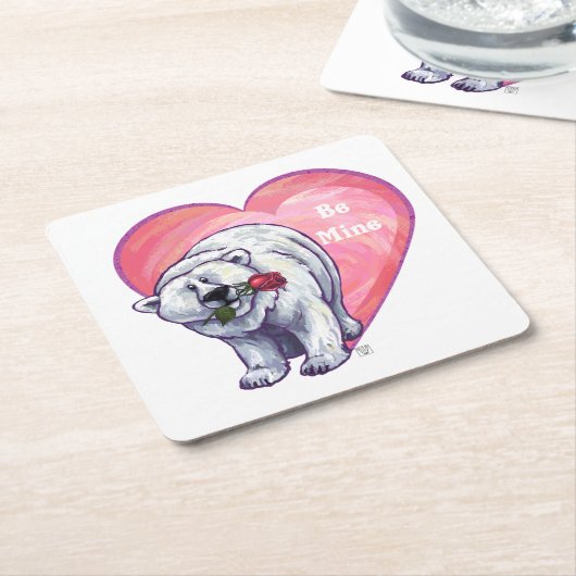 Valentijnsdag van poolBeer Kartonnen Onderzetters (Schuin)