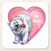 Valentijnsdag van poolBeer Kartonnen Onderzetters (Voorkant)