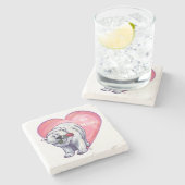 Valentijnsdag van poolBeer Stenen Onderzetter (Zijkant)