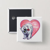 Valentijnsdag van poolBeer Vierkante Button 5,1 Cm (Voorkant /achterkant)