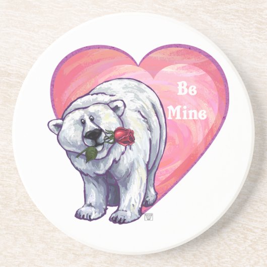 Valentijnsdag van poolBeer Zandsteen Onderzetter (Voorkant)