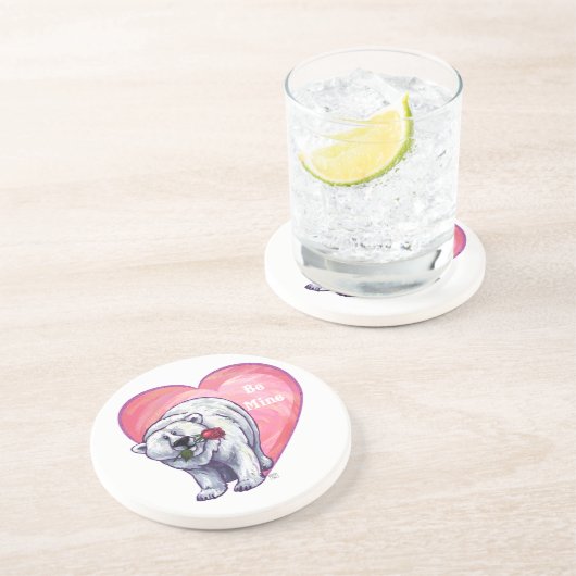 Valentijnsdag van poolBeer Zandsteen Onderzetter (Zijkant)
