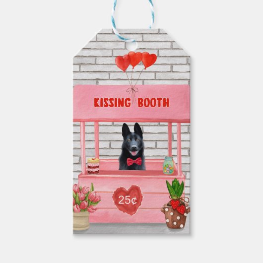 Valentijnsdag van Shepherd Dog Kissing Booth Cadeaulabel (Voorkant)