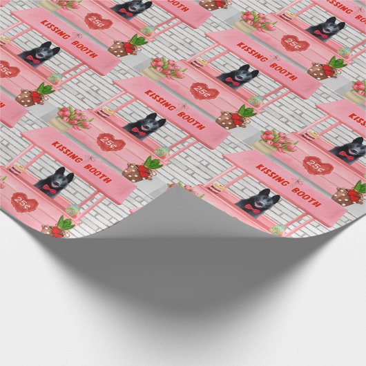 Valentijnsdag van Shepherd Dog Kissing Booth Cadeaupapier (Hoek)
