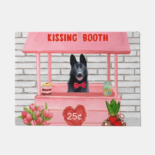 Valentijnsdag van Shepherd Dog Kissing Booth Deurmat (Voorkant)