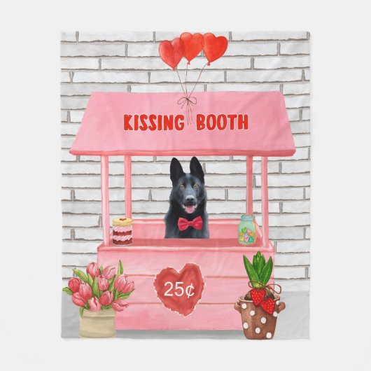 Valentijnsdag van Shepherd Dog Kissing Booth Fleece Deken (Voorkant)