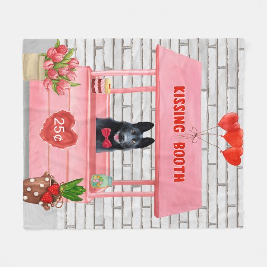 Valentijnsdag van Shepherd Dog Kissing Booth Fleece Deken (Voorkant (Horizontaal))