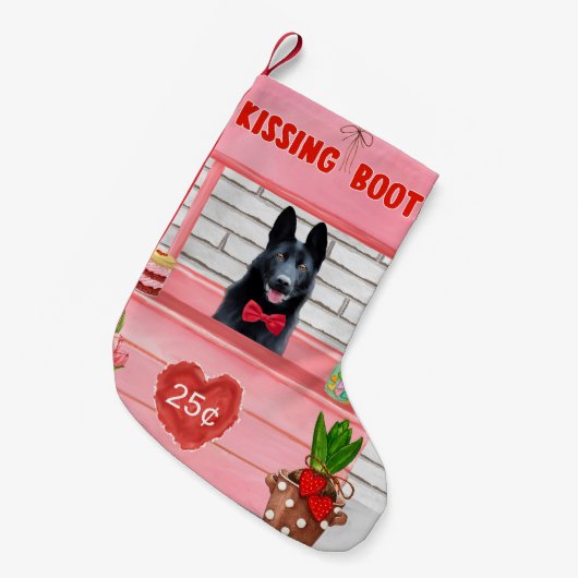Valentijnsdag van Shepherd Dog Kissing Booth Kleine Kerstsok (Voorkant (Hangend))