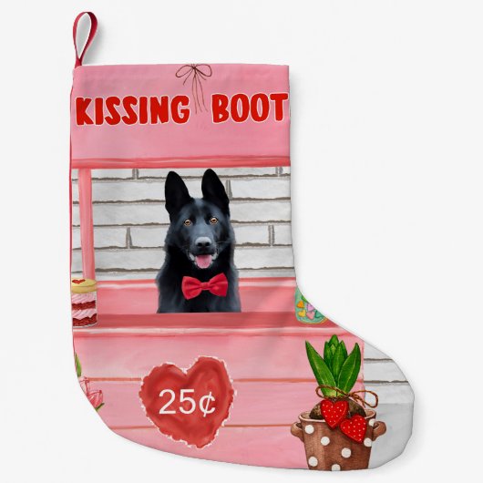 Valentijnsdag van Shepherd Dog Kissing Booth Kleine Kerstsok (Voorkant)