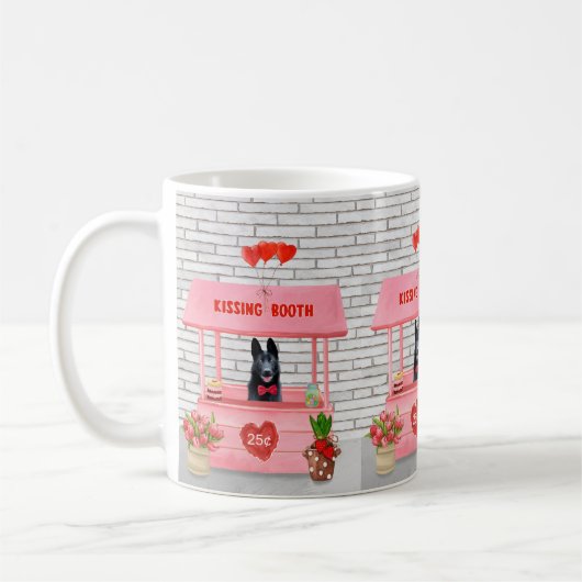 Valentijnsdag van Shepherd Dog Kissing Booth Koffiemok (Links)