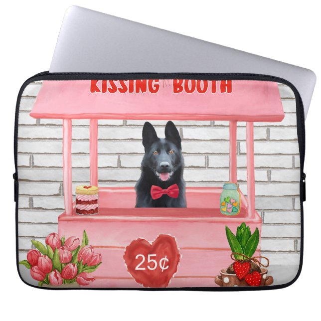 Valentijnsdag van Shepherd Dog Kissing Booth Laptop Sleeve (Voorkant)