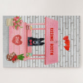 Valentijnsdag van Shepherd Dog Kissing Booth Legpuzzel (Horizontaal)