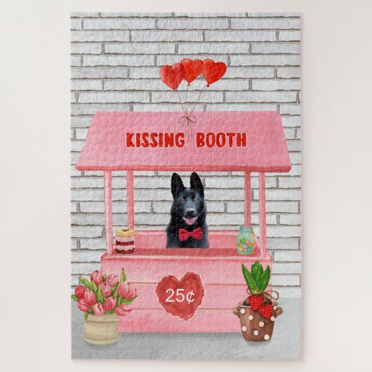 Valentijnsdag van Shepherd Dog Kissing Booth Legpuzzel (Verticaal)