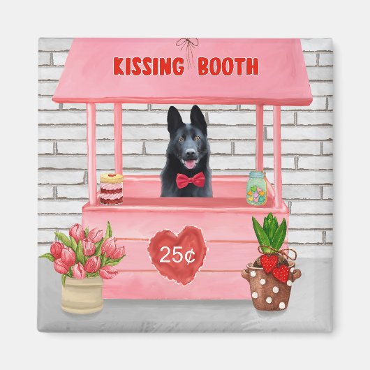 Valentijnsdag van Shepherd Dog Kissing Booth Magneet (Voorkant)
