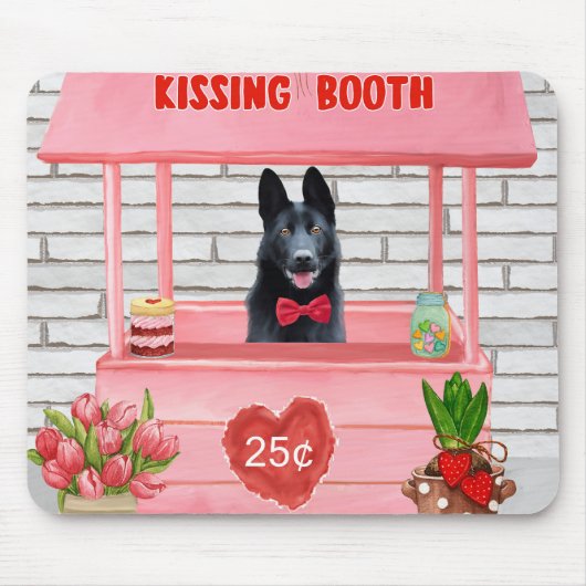 Valentijnsdag van Shepherd Dog Kissing Booth Muismat (Voorkant)