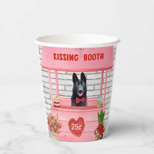 Valentijnsdag van Shepherd Dog Kissing Booth Papieren Bekers (Achterkant)