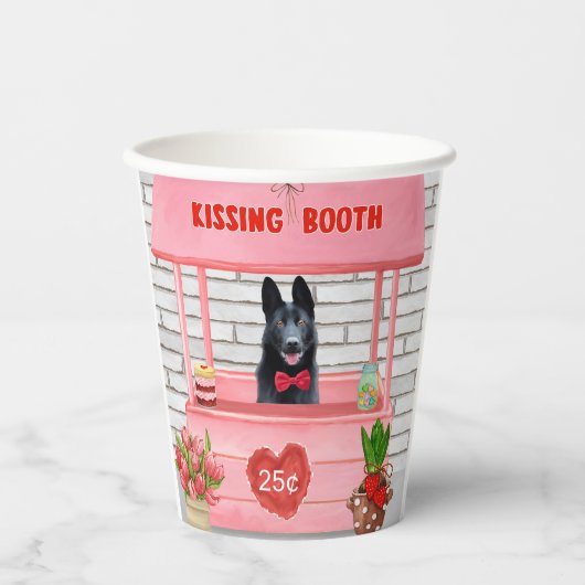 Valentijnsdag van Shepherd Dog Kissing Booth Papieren Bekers (Voorkant)