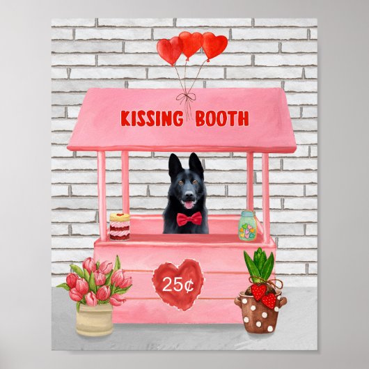 Valentijnsdag van Shepherd Dog Kissing Booth Poster (Voorkant)