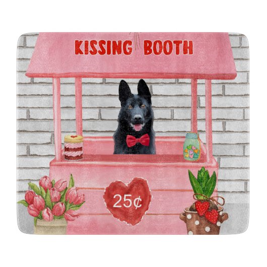 Valentijnsdag van Shepherd Dog Kissing Booth Snijplank (Voorkant)