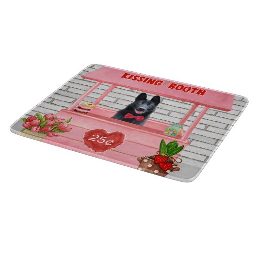 Valentijnsdag van Shepherd Dog Kissing Booth Snijplank (Hoek)