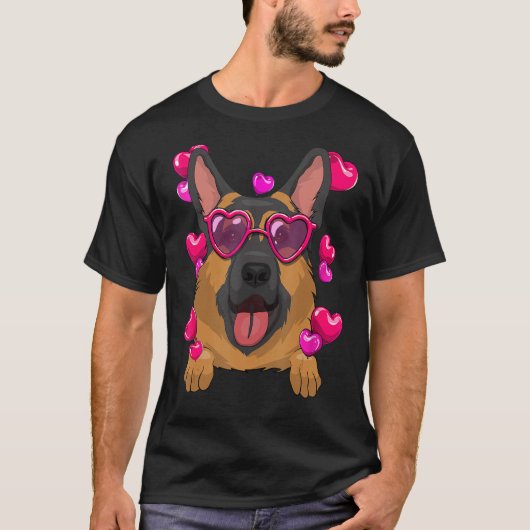 Valentijnsdag van Shepherd Heart Glasses Funny T-shirt (Voorkant)