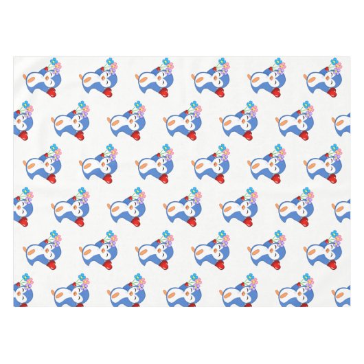 Valentijnsdag van tablet Penguin Hearts Tafelkleed (Voorkant (Horizontaal))