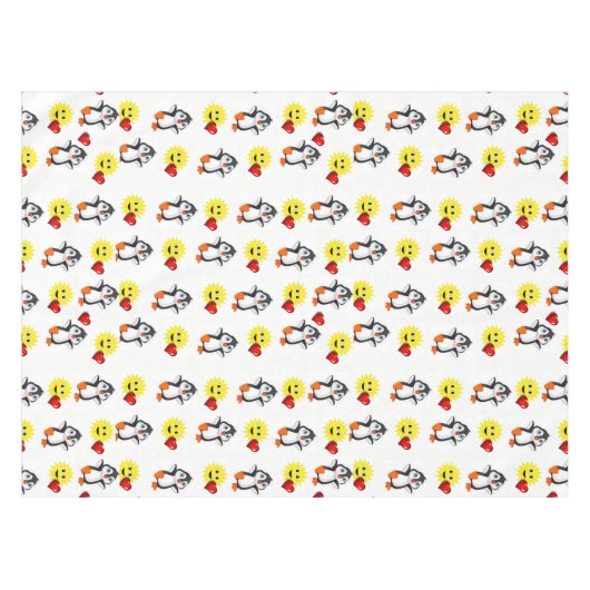 Valentijnsdag van tablet Penguin Hearts Tafelkleed (Voorkant (Horizontaal))