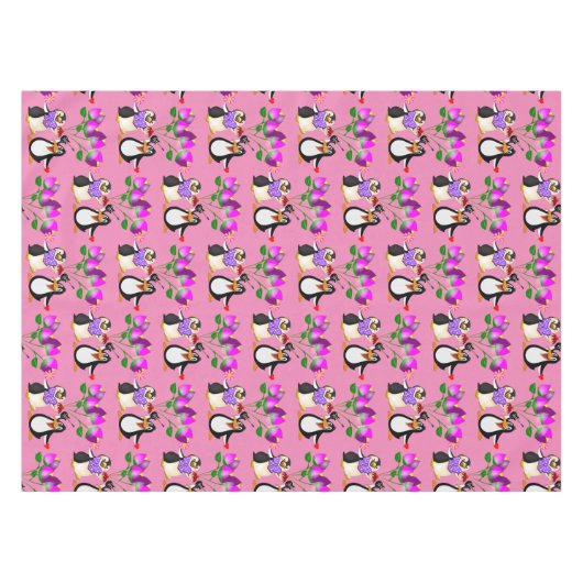Valentijnsdag van tablet Penguin Hearts Tafelkleed (Voorkant (Horizontaal))