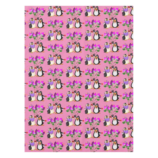 Valentijnsdag van tablet Penguin Hearts Tafelkleed (Voorkant)