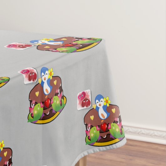 Valentijnsdag van tablet Penguin Hearts Tafelkleed (Voorbeeld)