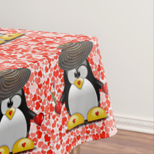 Valentijnsdag van tablet Penguin Tafelkleed