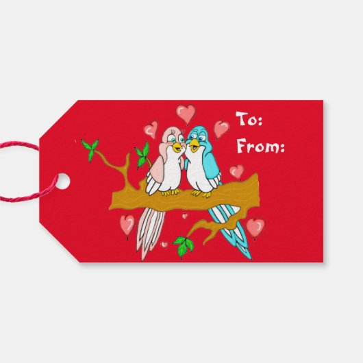Valentijnsdag van vogels Gift Labels Cadeaulabel (Achterkant Horizontaal)