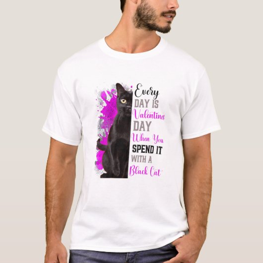 Valentijnsdag van vrouwen Zwarte Kat mama Funny T-shirt (Voorkant)