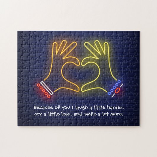Valentijnsdag vanwege jou neon legpuzzel (Horizontaal)