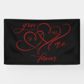 Valentijnsdag VERBONDEN HARTS ROMANTIC RED Spandoek (Horizontaal)