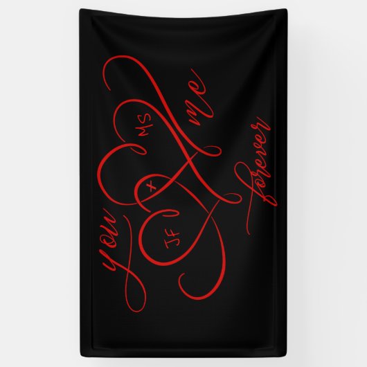 Valentijnsdag VERBONDEN HARTS ROMANTIC RED Spandoek (Verticaal)