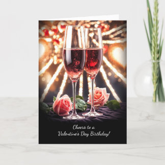 Valentijnsdag Verjaardag Cheers Champagne en Rozen Kaart