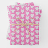 Valentijnsdag Verjaardag Roze Witte Glitter Harten Inpakpapier Vel (In situ)