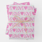 Valentijnsdag Verjaardag Roze Witte Glitters Harte Inpakpapier Vel (In situ)