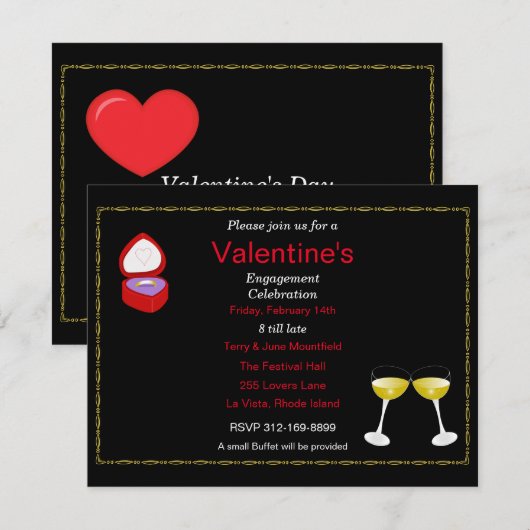 Valentijnsdag verlovingsfeest uitnodiging (Voorkant / Achterkant)