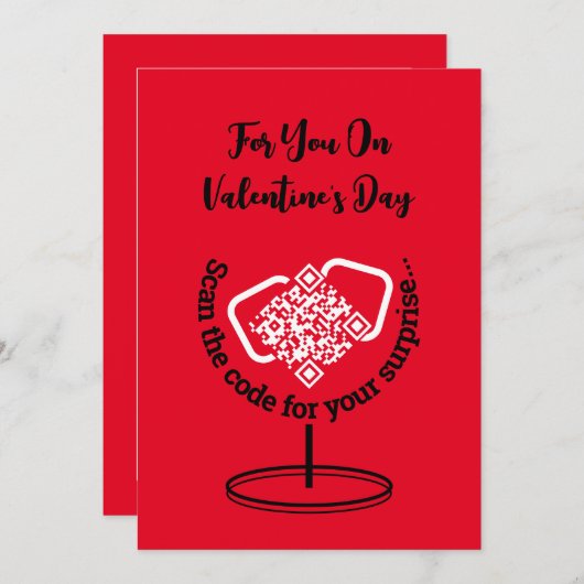 Valentijnsdag Verrassing Aangepaste QR-code Feestdagenkaart (Voorkant / Achterkant)
