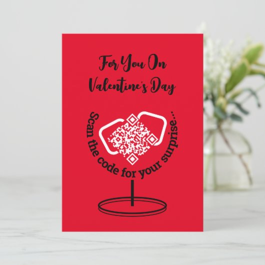 Valentijnsdag Verrassing Aangepaste QR-code Feestdagenkaart (Staand voorkant)