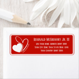 Valentijnsdag vervormde gekantelde harten adres etiket