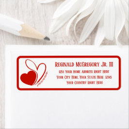 Valentijnsdag vervormde gekantelde harten adres etiket