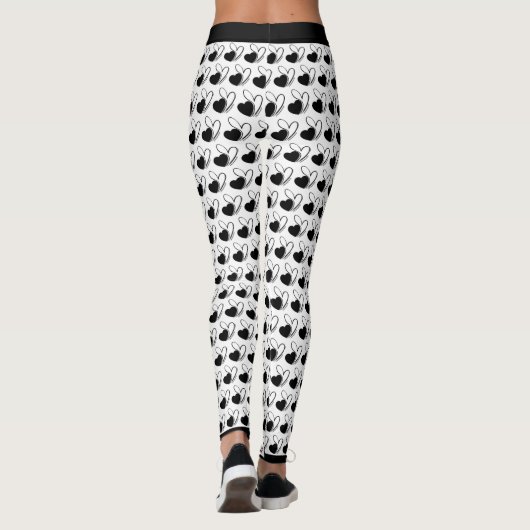 Valentijnsdag vervormde gekantelde harten leggings (Achterkant)