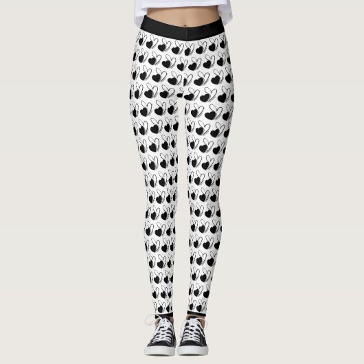 Valentijnsdag vervormde gekantelde harten leggings (Voorkant)