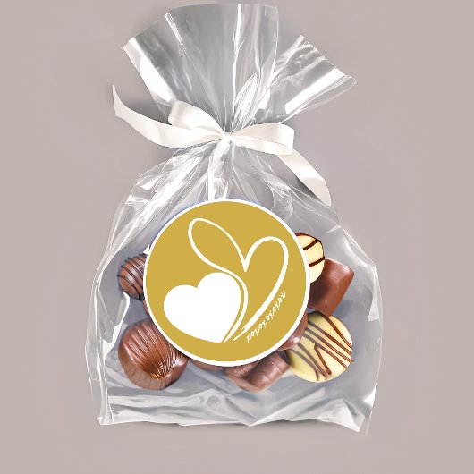 Valentijnsdag vervormde gekantelde harten ronde sticker