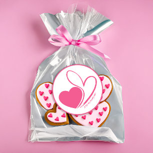 Valentijnsdag vervormde gekantelde harten ronde sticker