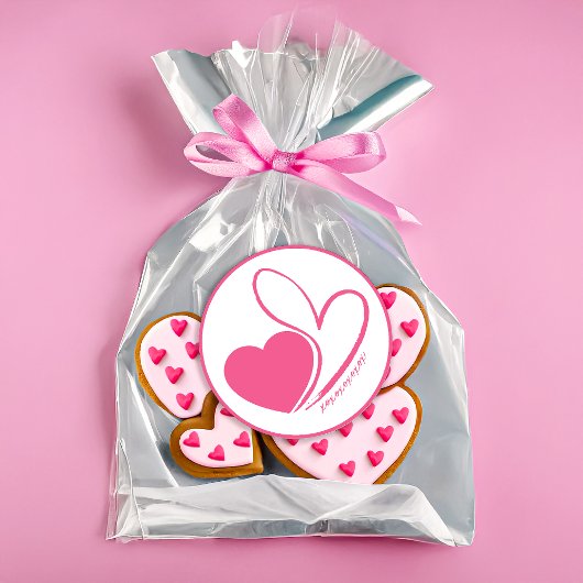 Valentijnsdag vervormde gekantelde harten ronde sticker