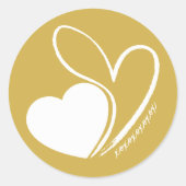 Valentijnsdag vervormde gekantelde harten ronde sticker (Voorkant)